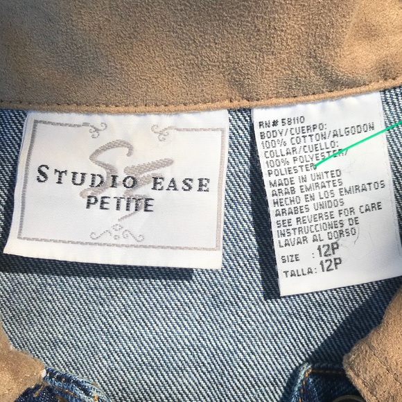 STUDIO EASE PETITE Vintage Denim/Faux Suede Jacket - Picture 6 of 6